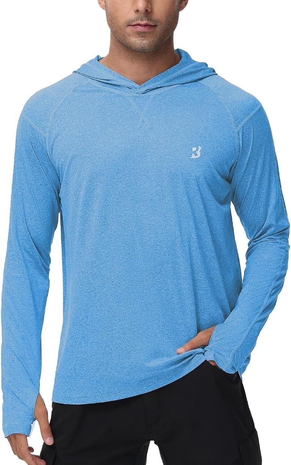 Mens UPF 50+ Fishing Shirts UV Sun Hoodie Hiking Running Athletic Workout Shirt - Picture 36 of 81