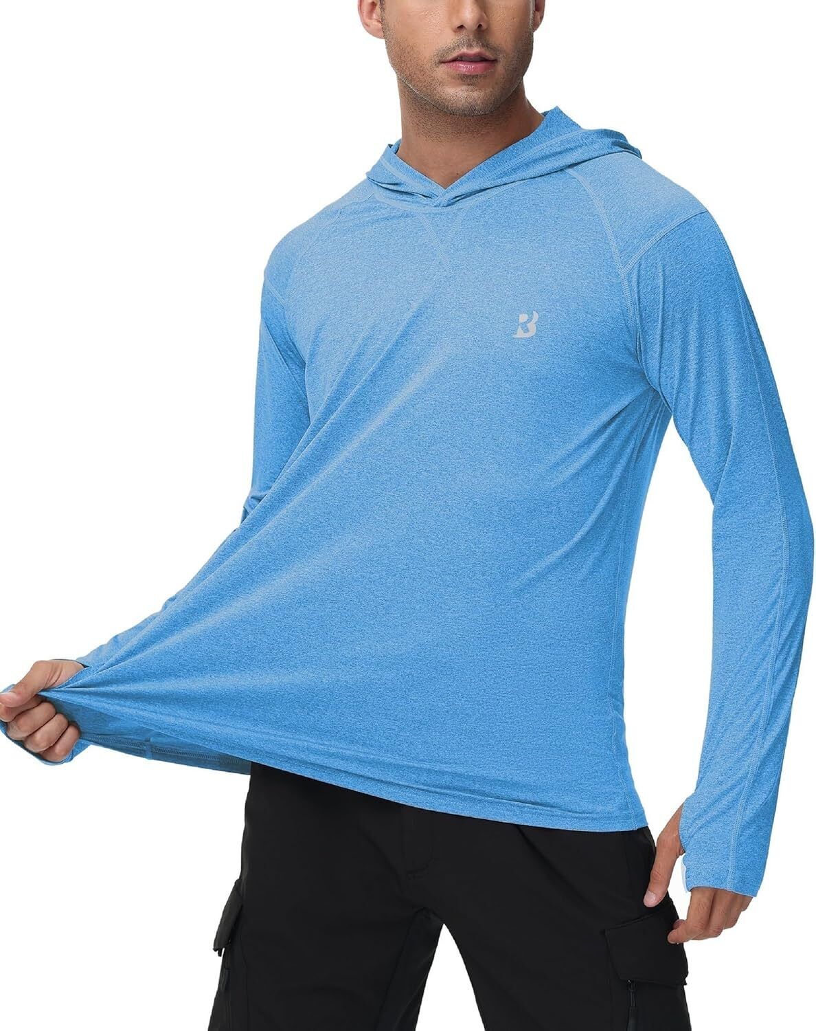 Mens UPF 50+ Fishing Shirts UV Sun Hoodie Hiking Running Athletic Workout Shirt - Picture 37 of 81