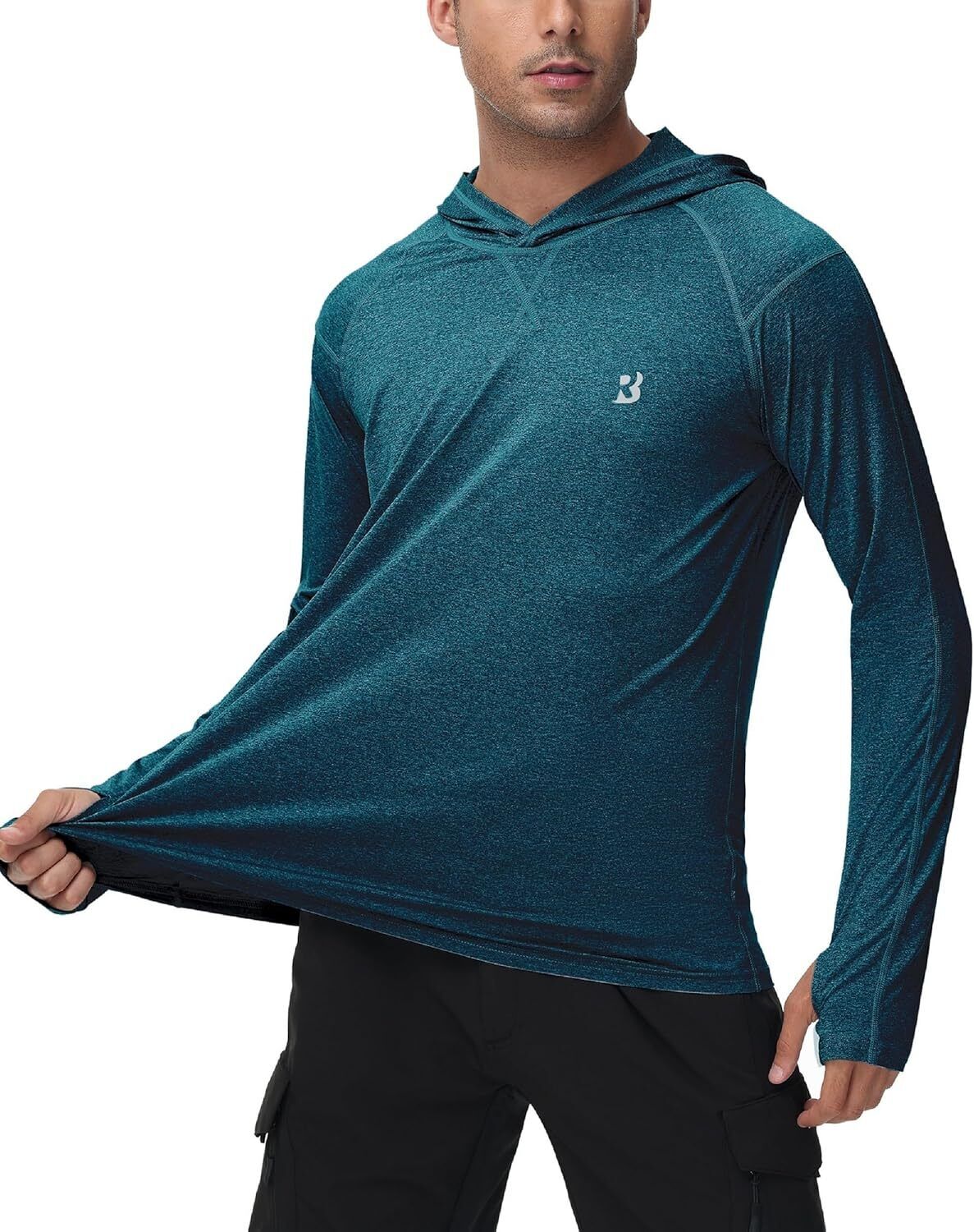 Mens UPF 50+ Fishing Shirts UV Sun Hoodie Hiking Running Athletic Workout Shirt - Picture 42 of 81