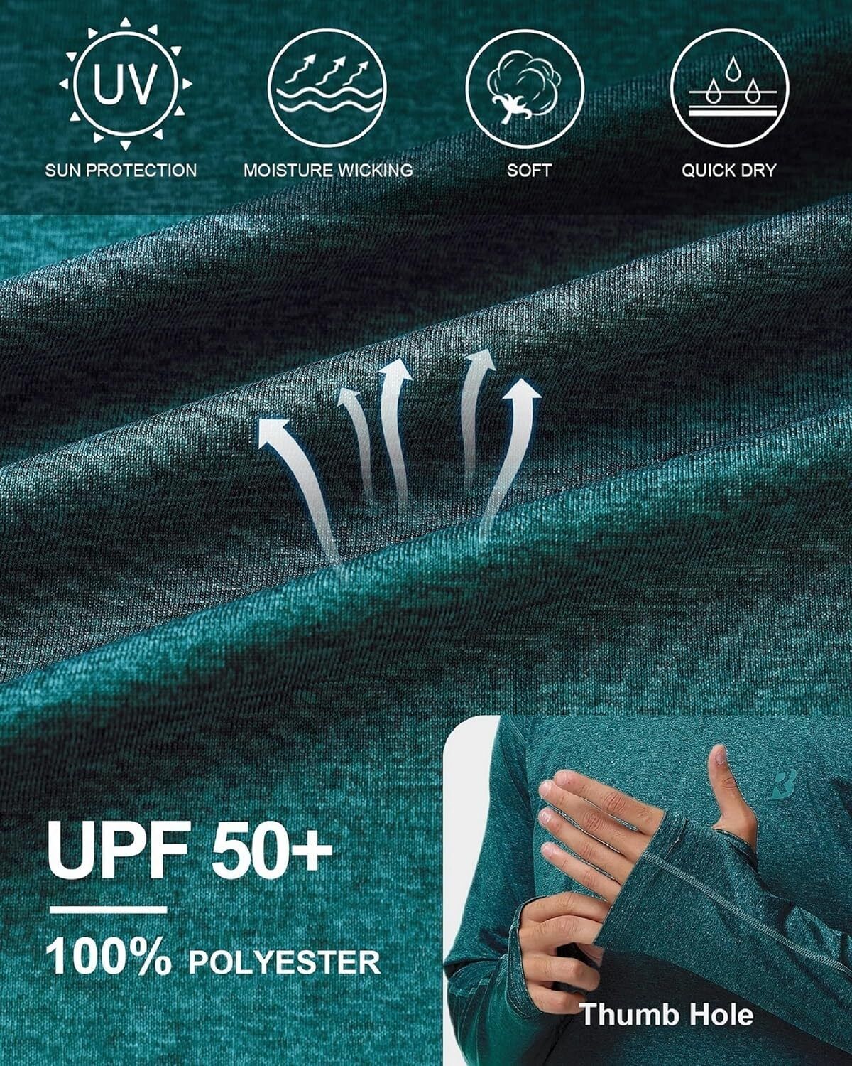 Mens UPF 50+ Fishing Shirts UV Sun Hoodie Hiking Running Athletic Workout Shirt - Picture 44 of 81