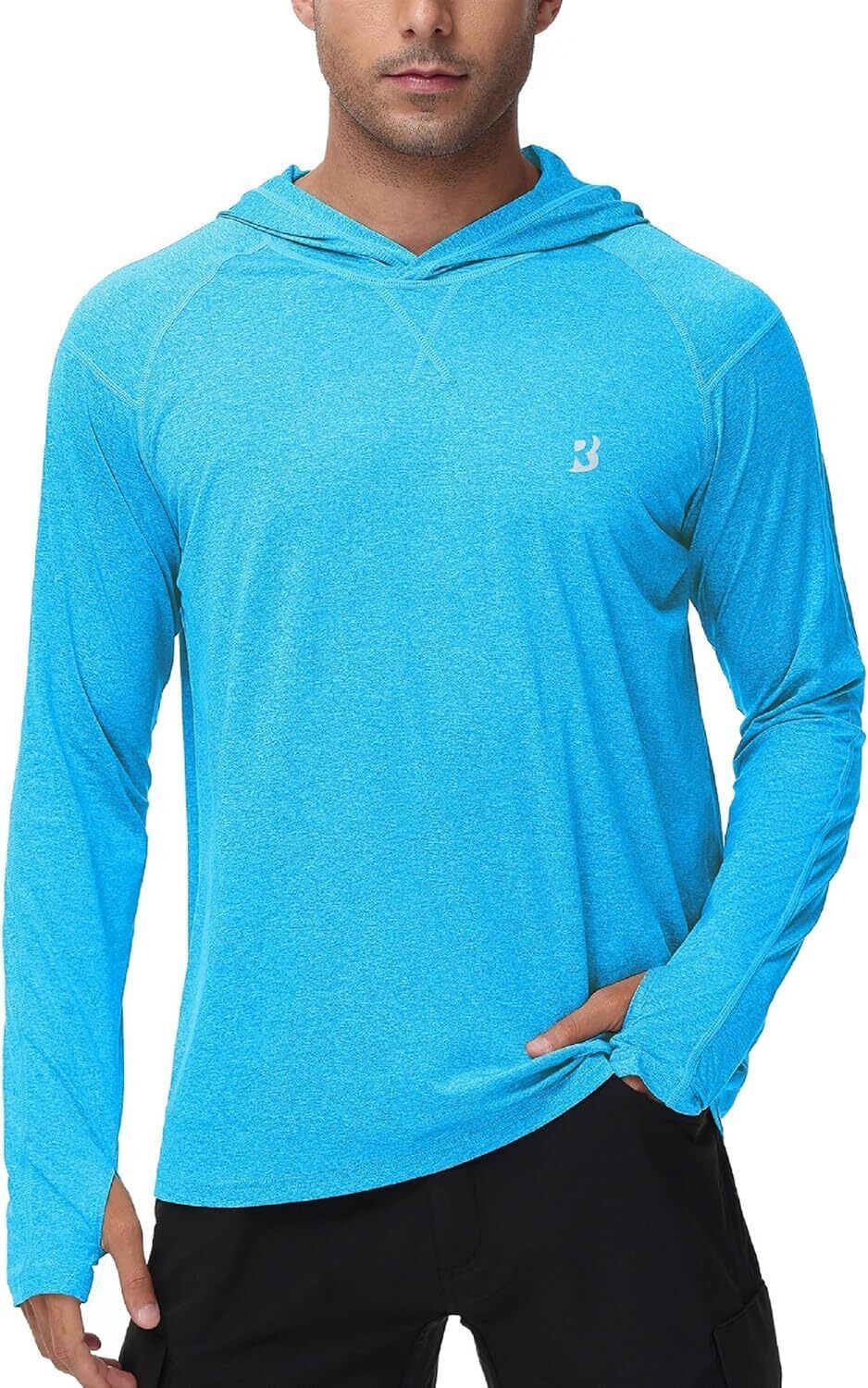 Mens UPF 50+ Fishing Shirts UV Sun Hoodie Hiking Running Athletic Workout Shirt - Picture 51 of 81