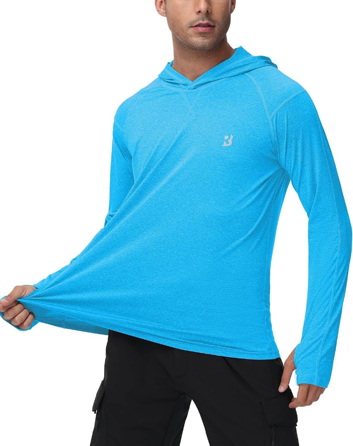 Mens UPF 50+ Fishing Shirts UV Sun Hoodie Hiking Running Athletic Workout Shirt - Picture 52 of 81