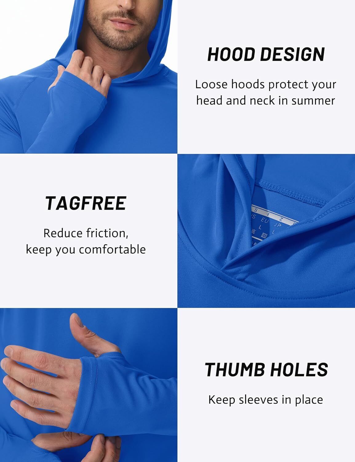Men's UPF 50+ Sun Protection Hoodie – Long Sleeve Rash Guard for Fishing Hiking - Picture 84 of 186