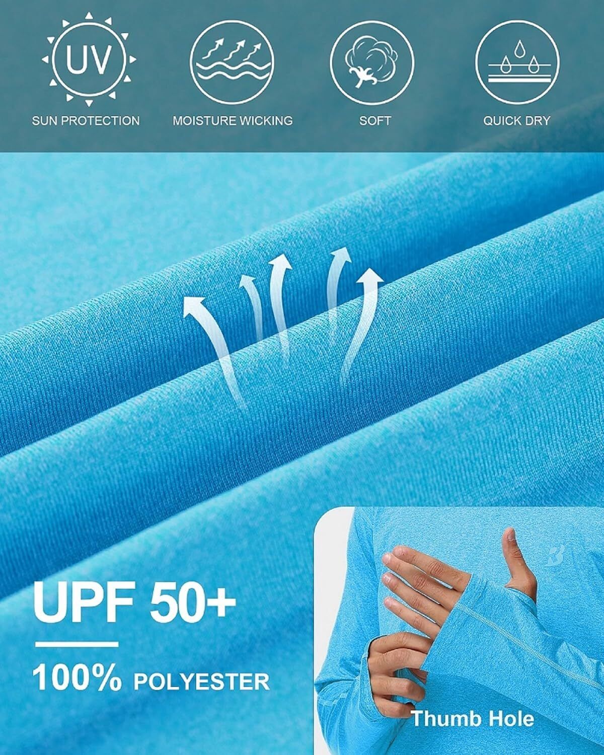 Mens UPF 50+ Fishing Shirts UV Sun Hoodie Hiking Running Athletic Workout Shirt - Picture 54 of 81