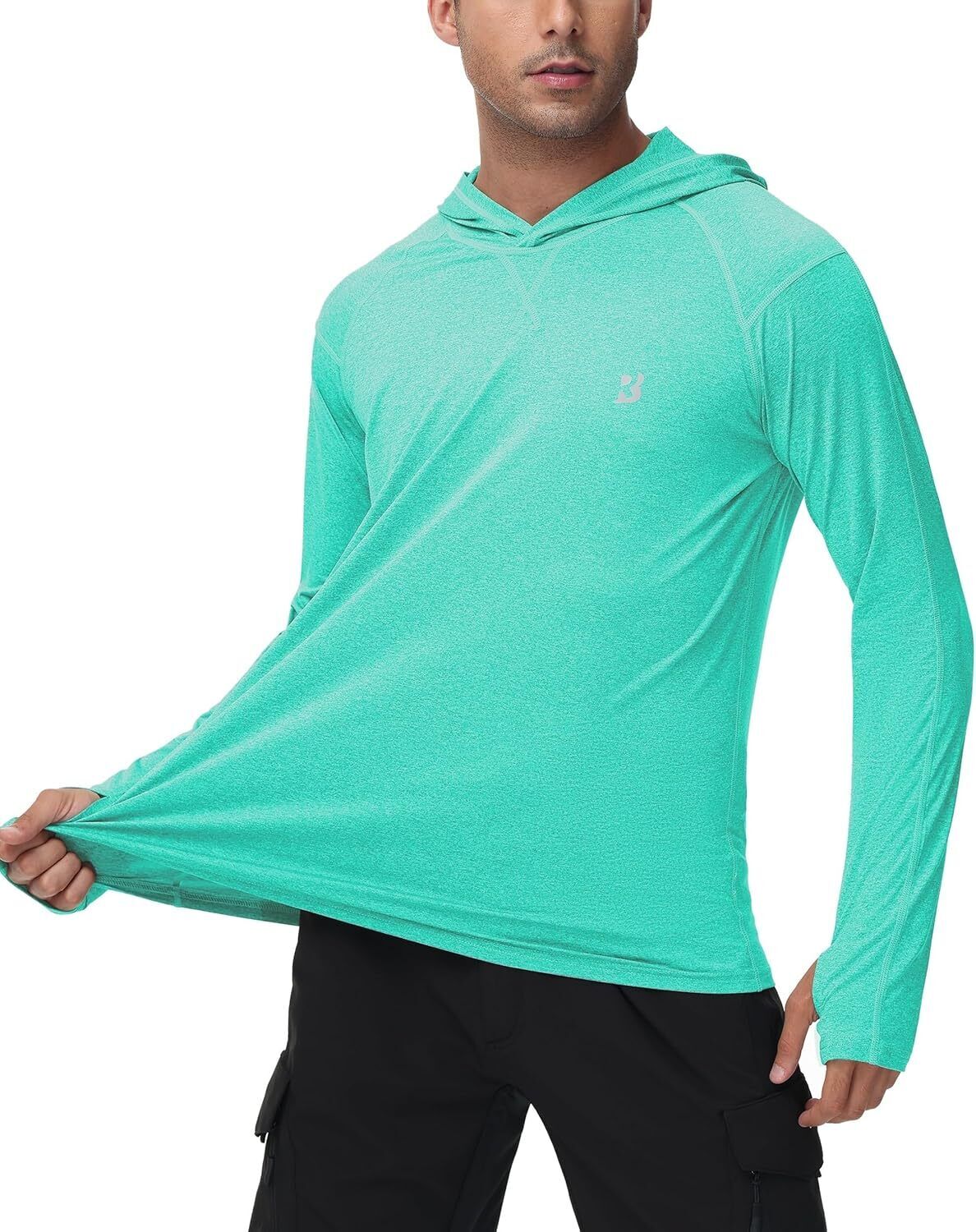 Mens UPF 50+ Fishing Shirts UV Sun Hoodie Hiking Running Athletic Workout Shirt - Picture 57 of 81