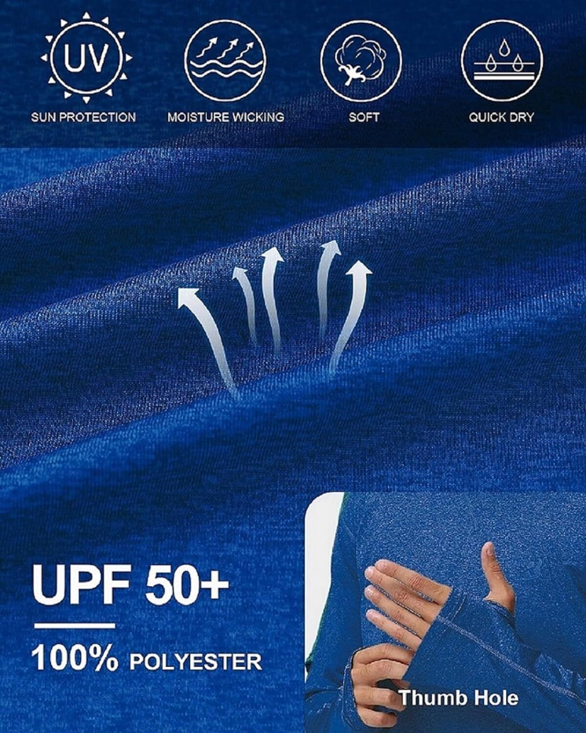 Mens UPF 50+ Fishing Shirts UV Sun Hoodie Hiking Running Athletic Workout Shirt - Picture 69 of 81