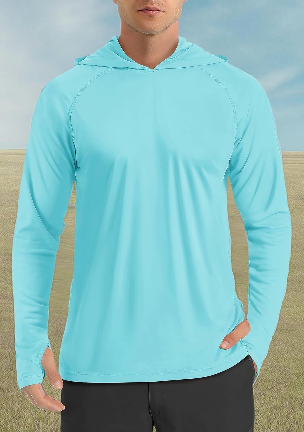 Men's UPF 50+ Sun Protection Hoodie – Long Sleeve Rash Guard for Fishing Hiking - Picture 101 of 186