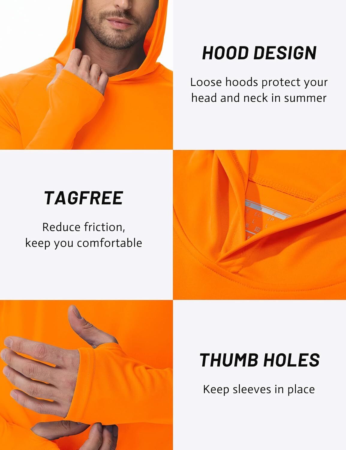 Men's UPF 50+ Sun Protection Hoodie – Long Sleeve Rash Guard for Fishing Hiking - Picture 144 of 186