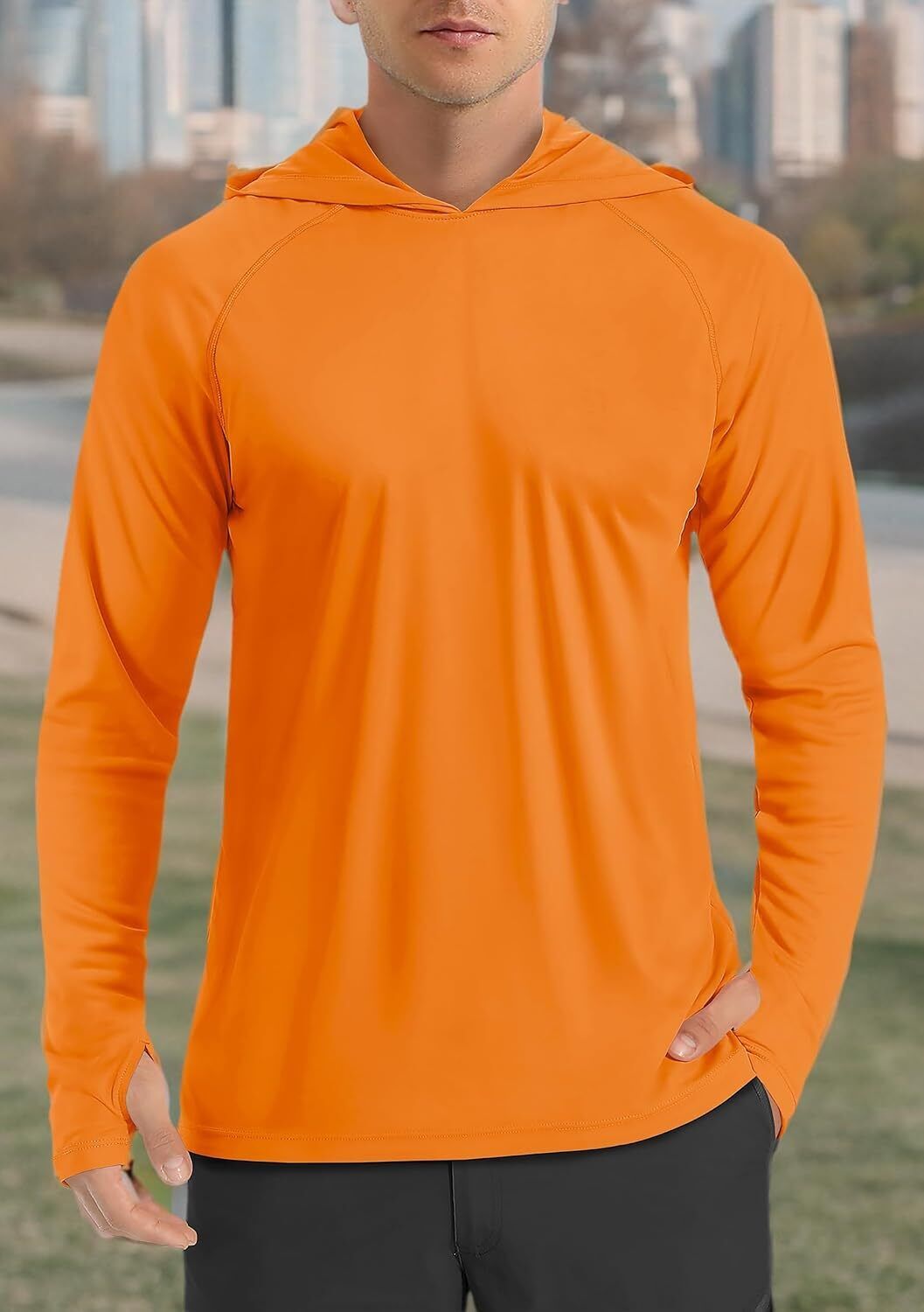 Men's UPF 50+ Sun Protection Hoodie – Long Sleeve Rash Guard for Fishing Hiking - Picture 147 of 186