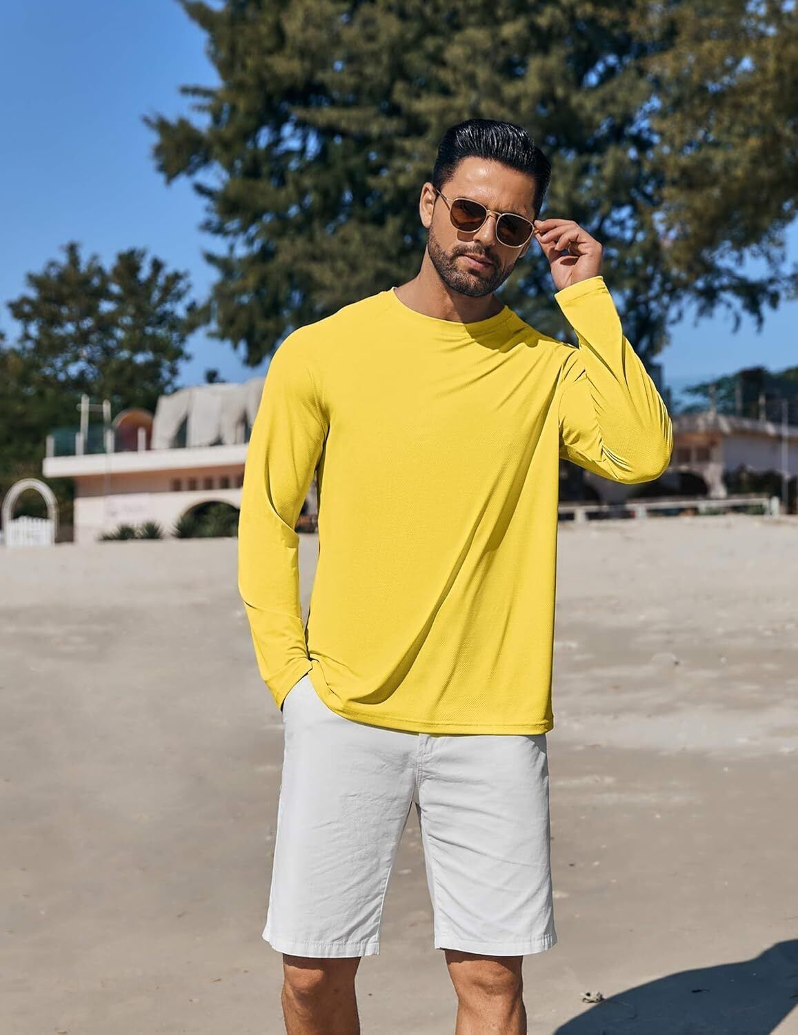 Men's UPF 50+ Sun Protection Hoodie – Long Sleeve Rash Guard Swim T-Shirt - Picture 25 of 76