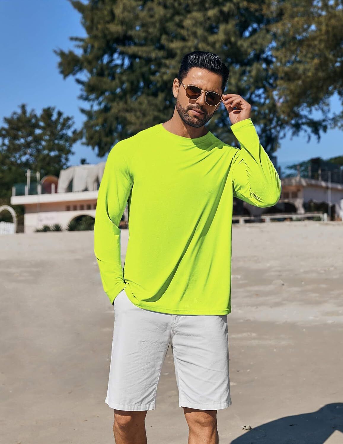 Men's UPF 50+ Sun Protection Hoodie – Long Sleeve Rash Guard Swim T-Shirt - Picture 30 of 76