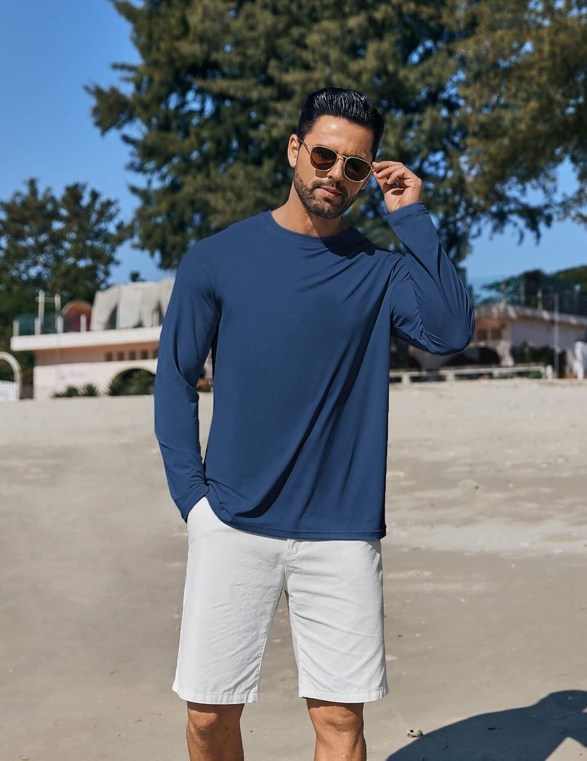 Men's UPF 50+ Sun Protection Hoodie – Long Sleeve Rash Guard Swim T-Shirt - Picture 45 of 76