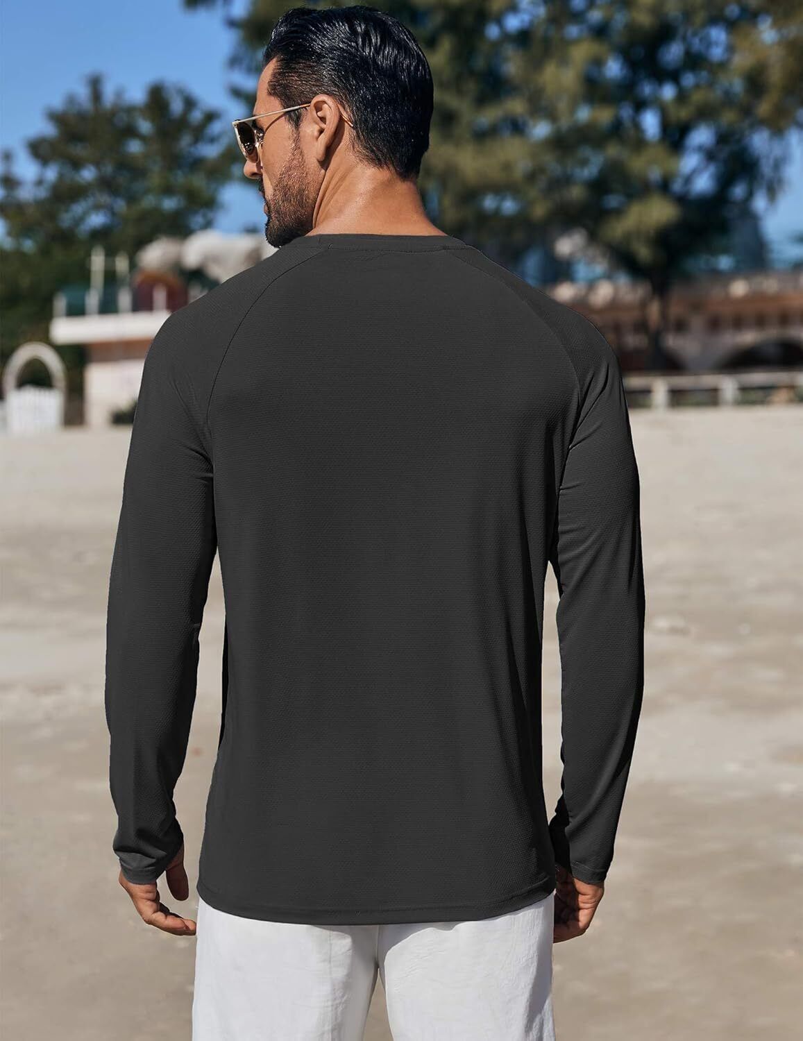 Men's UPF 50+ Sun Protection Hoodie – Long Sleeve Rash Guard Swim T-Shirt - Picture 51 of 76
