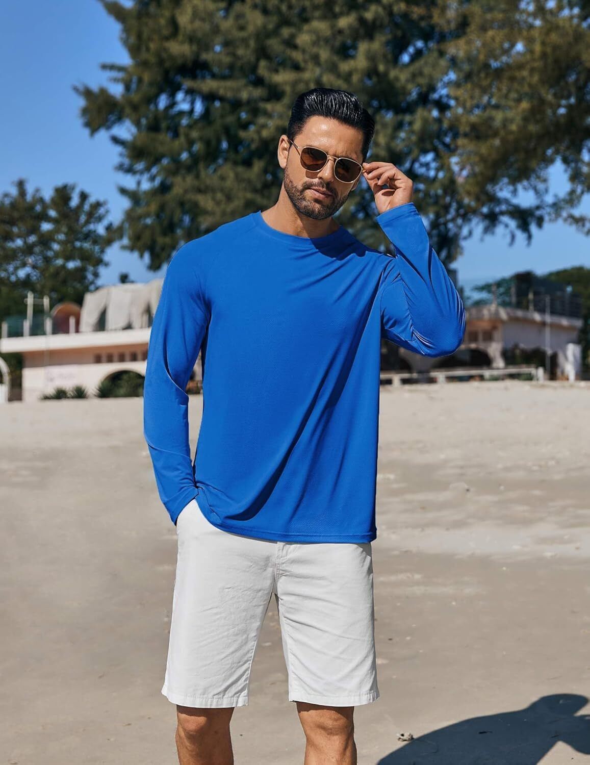 Men's UPF 50+ Sun Protection Hoodie – Long Sleeve Rash Guard Swim T-Shirt - Picture 60 of 76