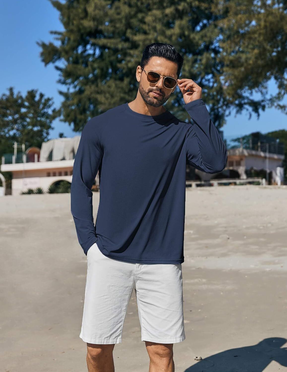 Men's UPF 50+ Sun Protection Hoodie – Long Sleeve Rash Guard Swim T-Shirt - Picture 70 of 76