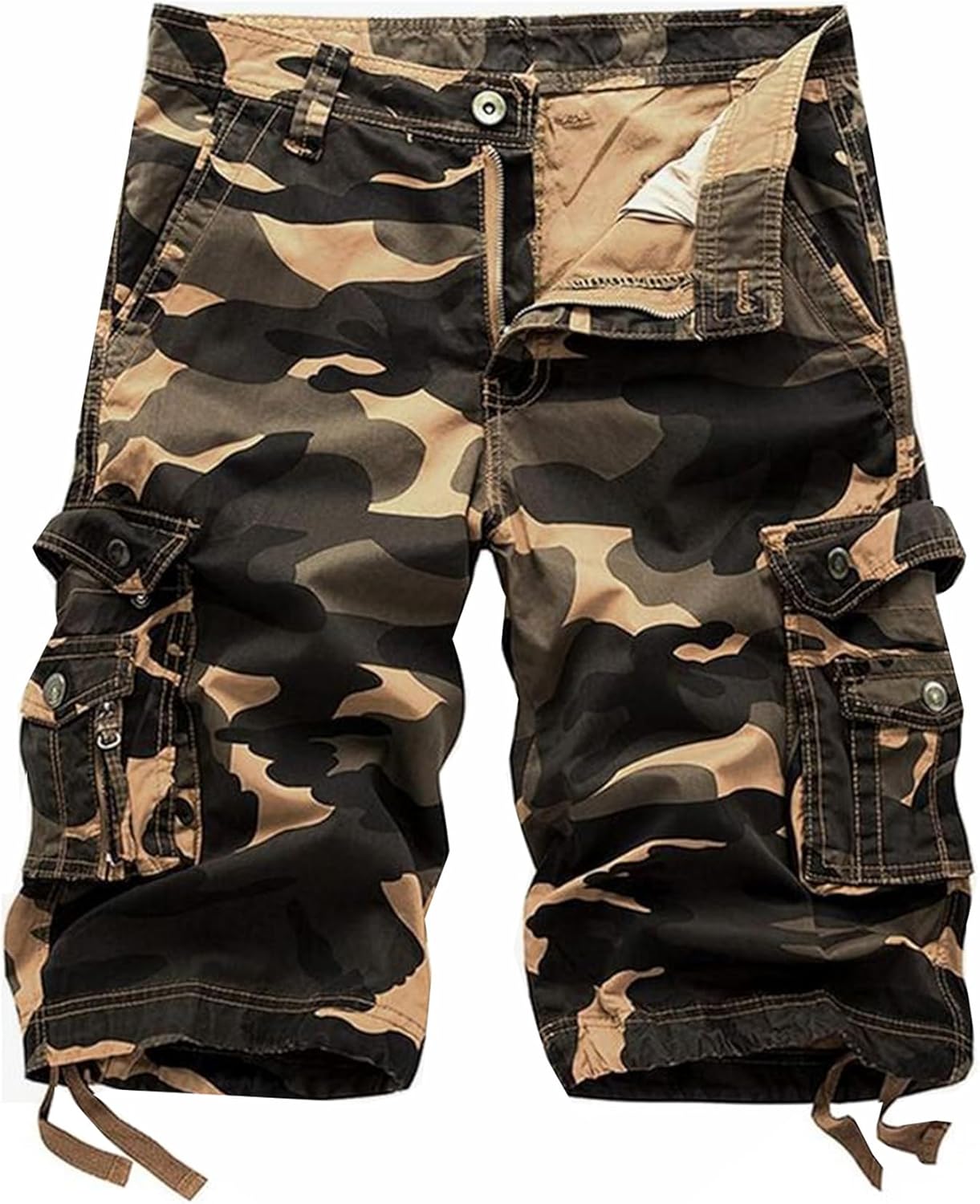 Herren Relaxed Fit Multi-Pocket Camouflage Cargo Shorts Baumwolle Outdoor - Bild 25 von 65