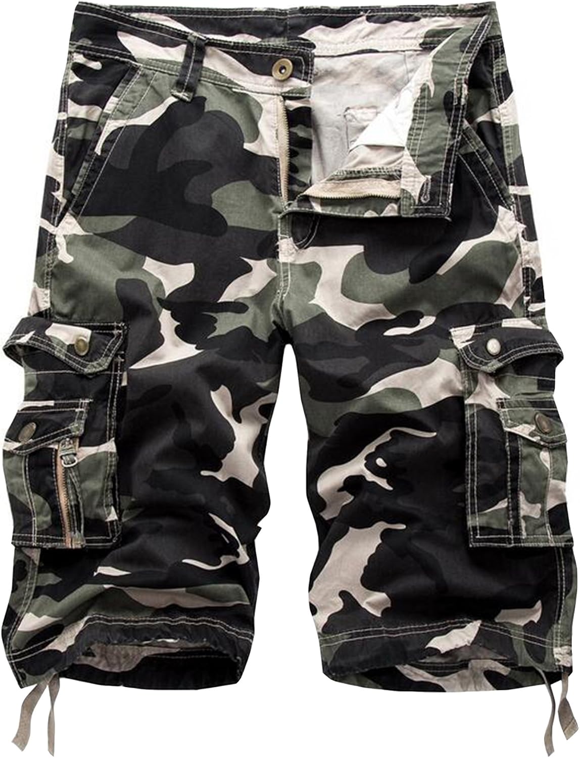 Herren Relaxed Fit Multi-Pocket Camouflage Cargo Shorts Baumwolle Outdoor - Bild 48 von 65