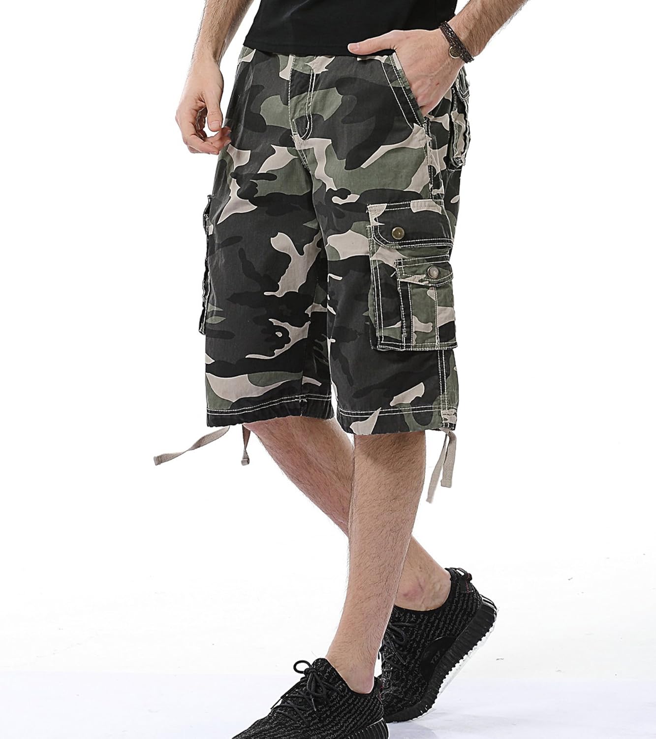 Herren Relaxed Fit Multi-Pocket Camouflage Cargo Shorts Baumwolle Outdoor - Bild 50 von 65