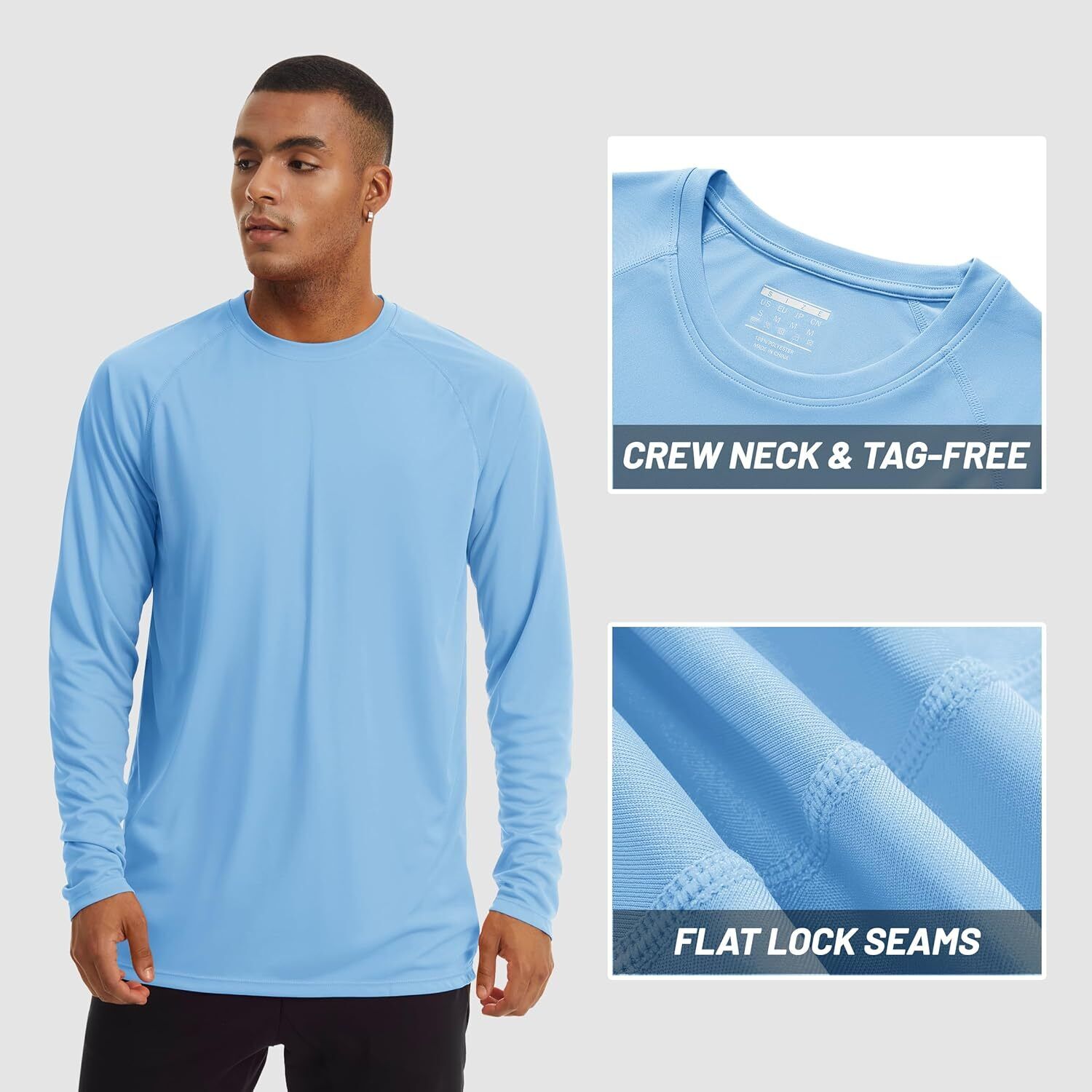 Mens Sun Shirt UPF 50+ UV Protection Lightweight Rash Guard Swim Shirt Quick Dry - Picture 111 of 199