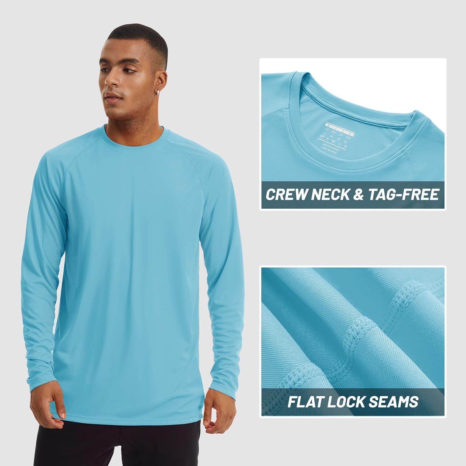 Mens Sun Shirt UPF 50+ UV Protection Lightweight Rash Guard Swim Shirt Quick Dry - Picture 118 of 199