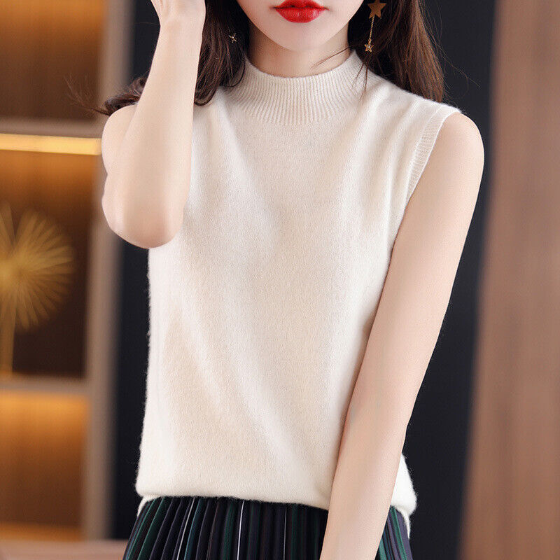 Sleeveless Knit Top Korean Summer Casual Pullover Tank Camisole Blouse T Shirt - Picture 19 of 25