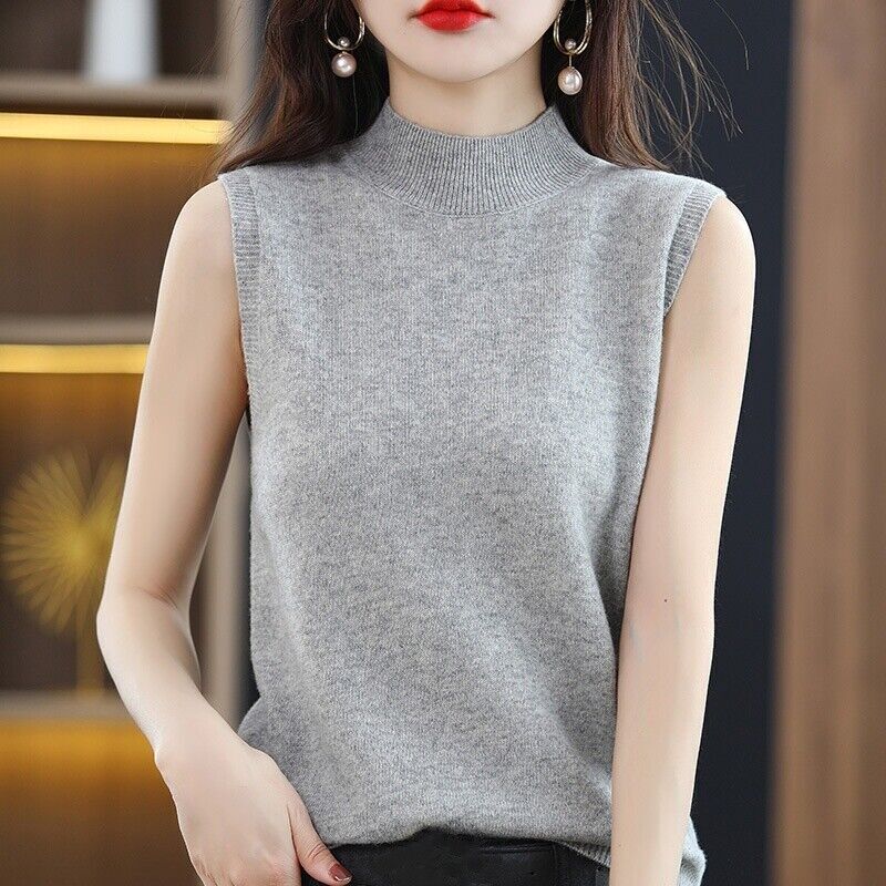 Sleeveless Knit Top Korean Summer Casual Pullover Tank Camisole Blouse T Shirt - Picture 20 of 25