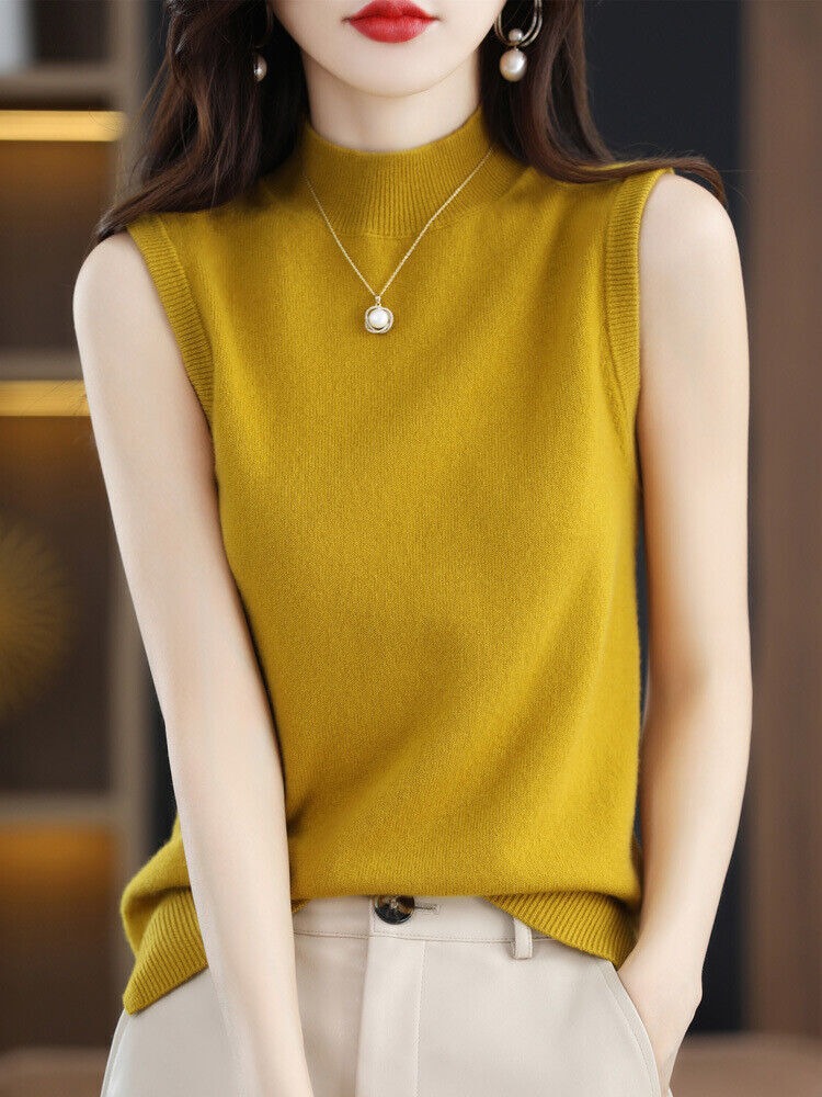 Sleeveless Knit Top Korean Summer Casual Pullover Tank Camisole Blouse T Shirt - Picture 23 of 25