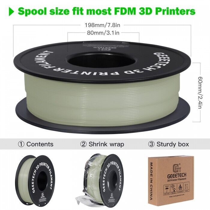 NEW GEEETECH 3D Printer Filament 1.75MM 1KG PLA/TPU/ABS+/PETG/Silk/Matte/HS-PLA - Afbeelding 45 van 298