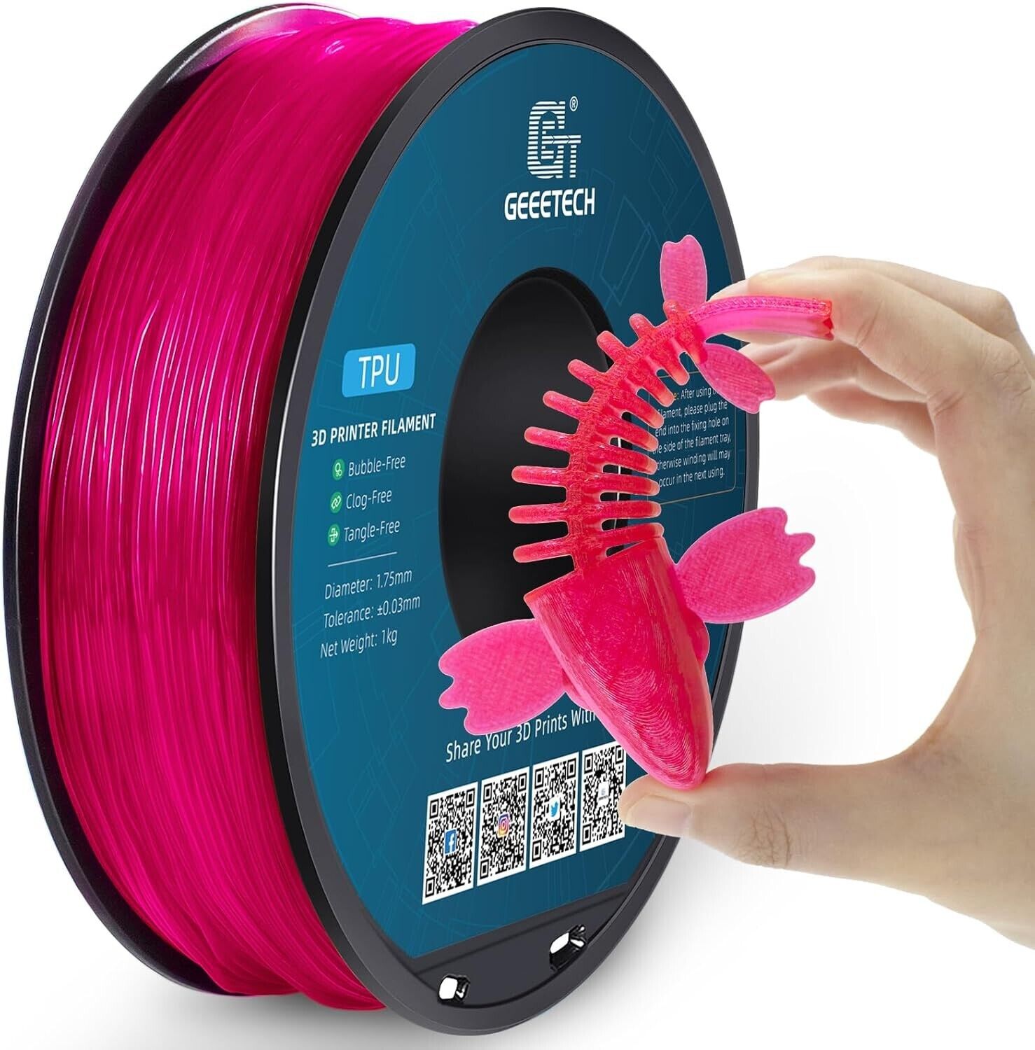 NEW GEEETECH 3D Printer Filament 1.75MM 1KG PLA/TPU/ABS+/PETG/Silk/Matte/HS-PLA - Afbeelding 123 van 298