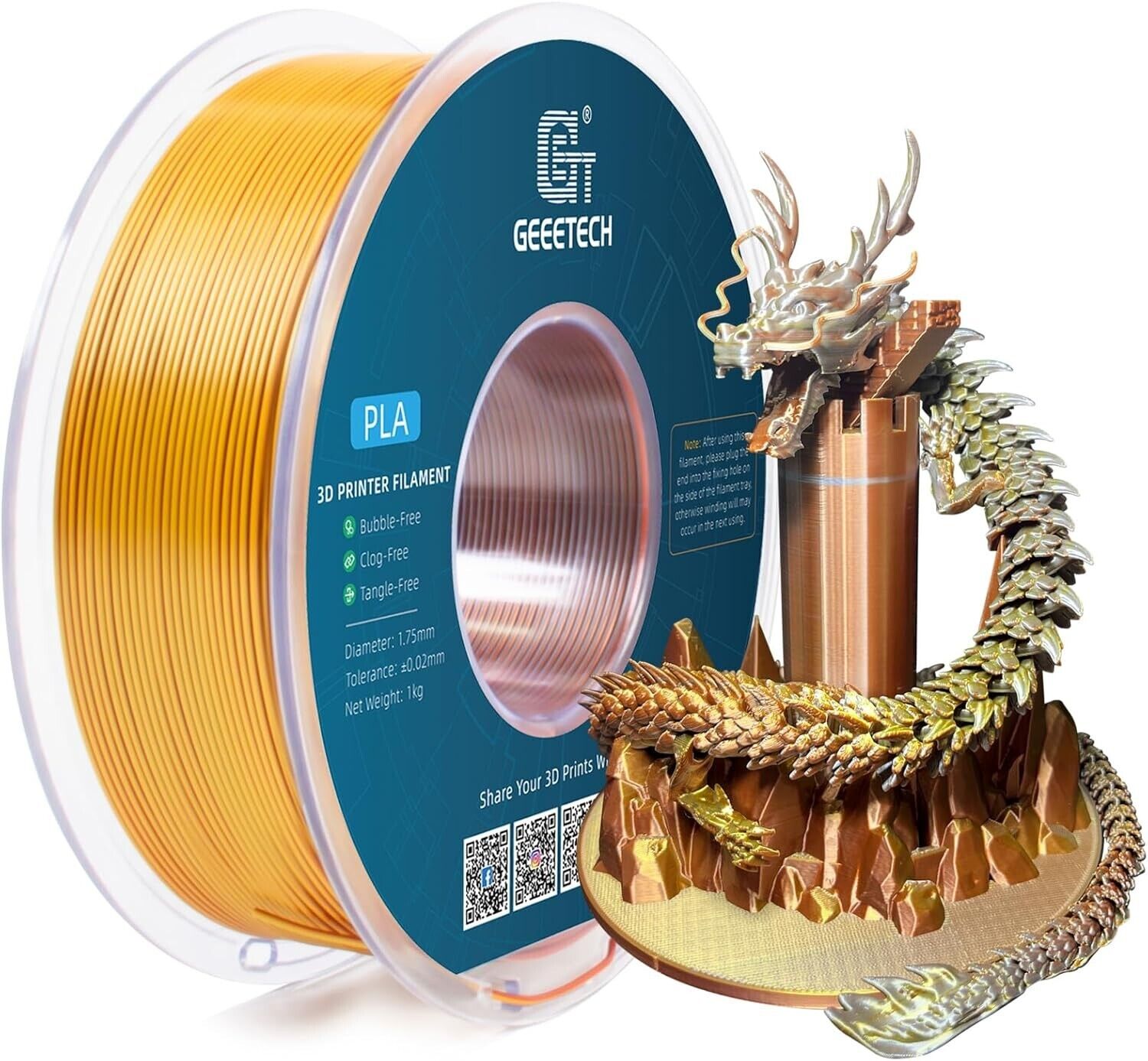 NEW GEEETECH 3D Printer Filament 1.75MM 1KG PLA/TPU/ABS+/PETG/Silk/Matte/HS-PLA - Afbeelding 198 van 298