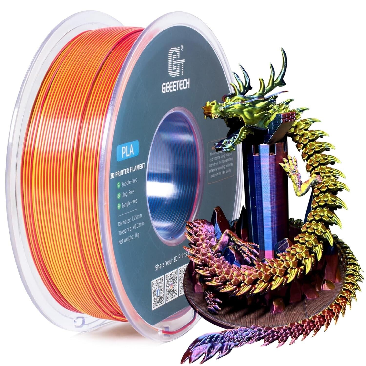 NEW GEEETECH 3D Printer Filament 1.75MM 1KG PLA/TPU/ABS+/PETG/Silk/Matte/HS-PLA - Afbeelding 203 van 298