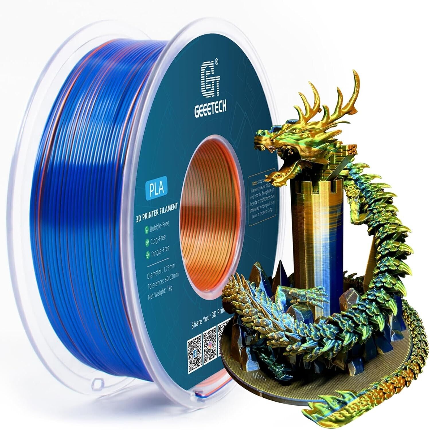NEW GEEETECH 3D Printer Filament 1.75MM 1KG PLA/TPU/ABS+/PETG/Silk/Matte/HS-PLA - Afbeelding 218 van 298