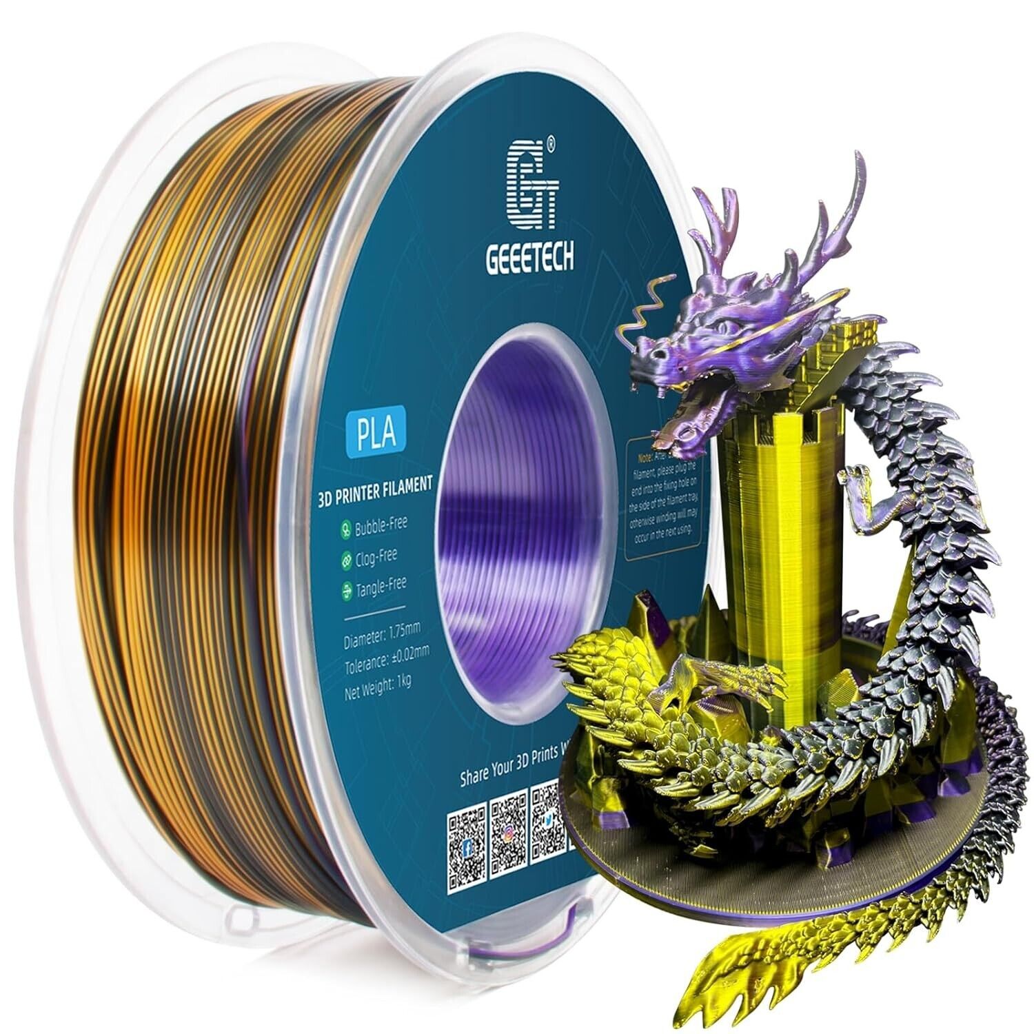 NEW GEEETECH 3D Printer Filament 1.75MM 1KG PLA/TPU/ABS+/PETG/Silk/Matte/HS-PLA - Afbeelding 223 van 298