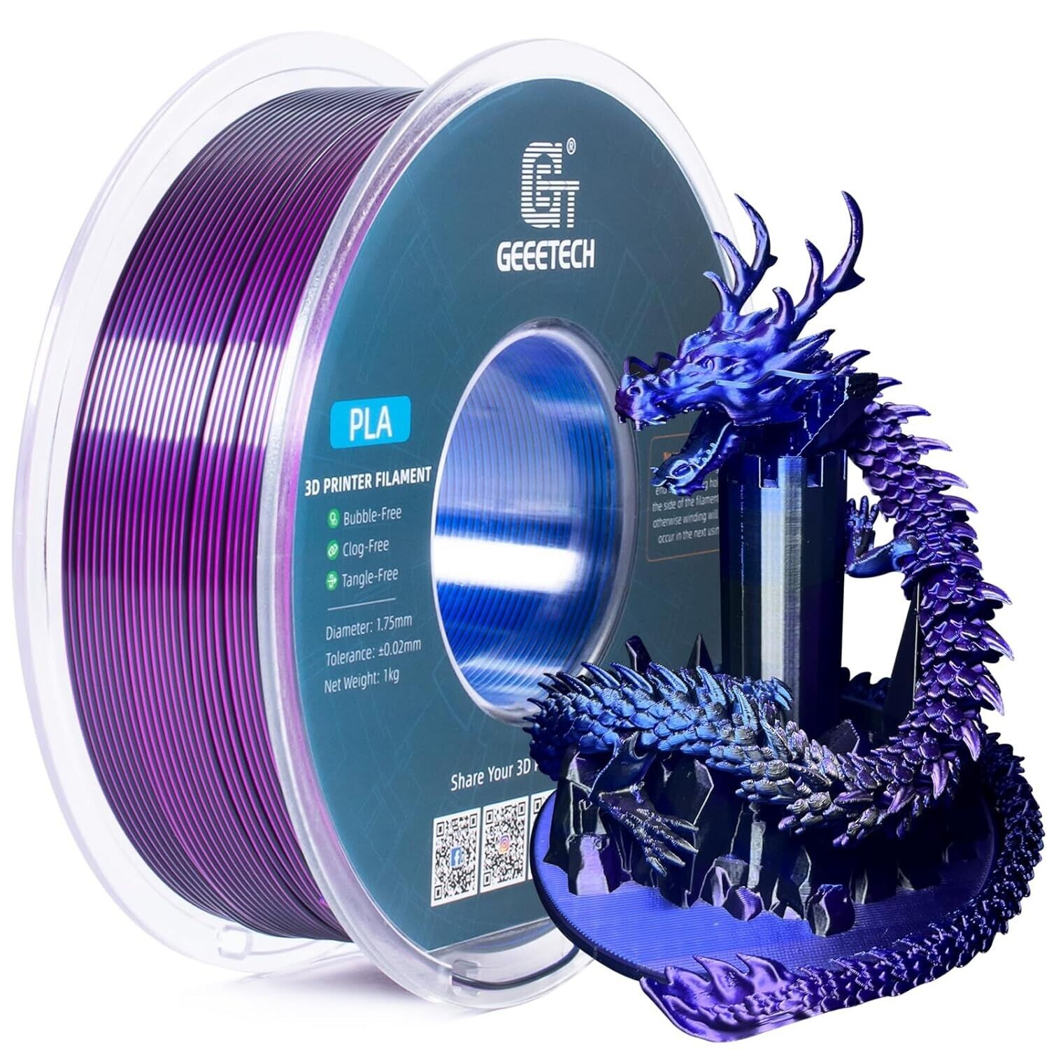 NEW GEEETECH 3D Printer Filament 1.75MM 1KG PLA/TPU/ABS+/PETG/Silk/Matte/HS-PLA - Afbeelding 233 van 298