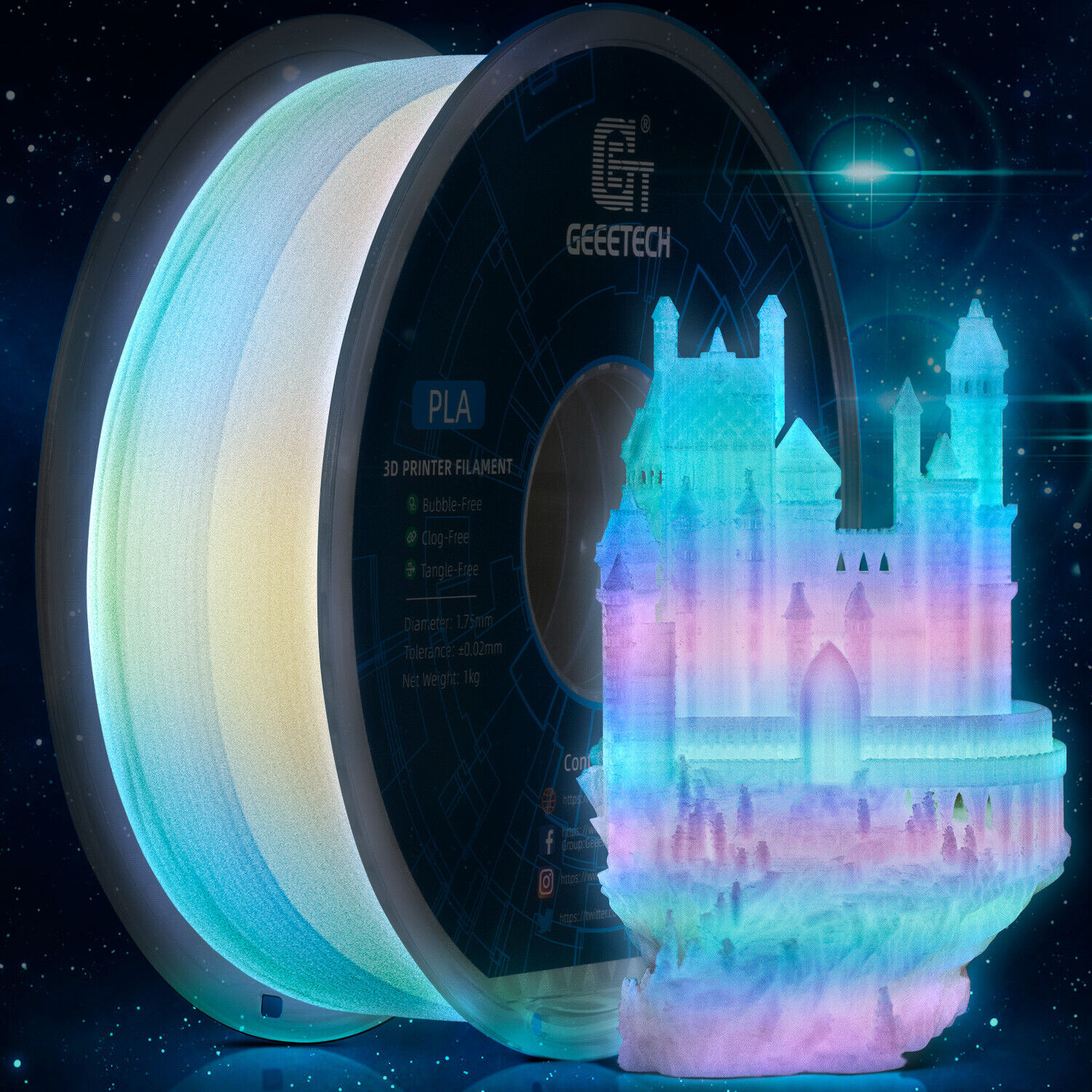 NEW GEEETECH 3D Printer Filament 1.75MM 1KG PLA/TPU/ABS+/PETG/Silk/Matte/HS-PLA - Afbeelding 248 van 298