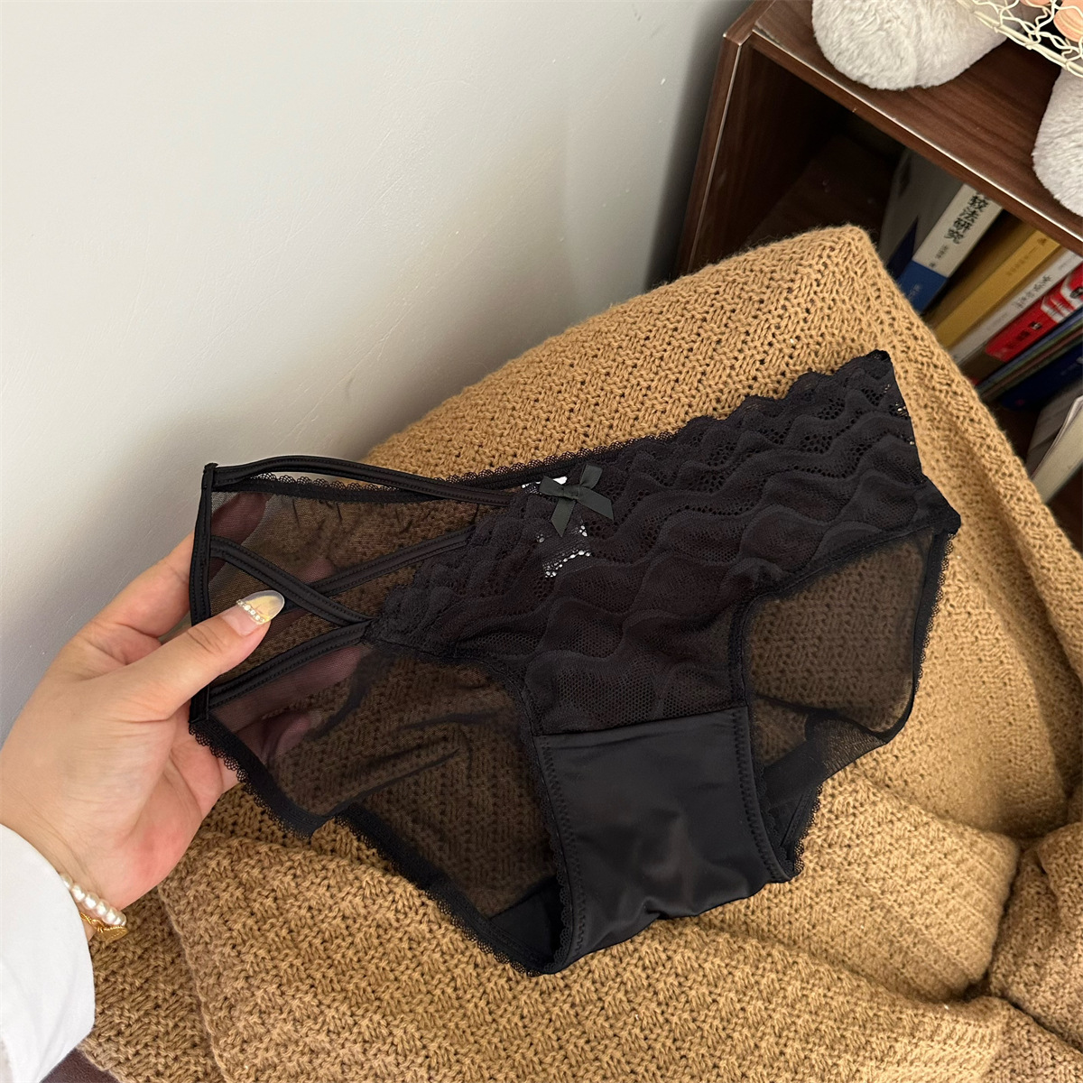 Lace Mid Low Rise Underwear Lightweight Breathable Sexy Triangle Pants
