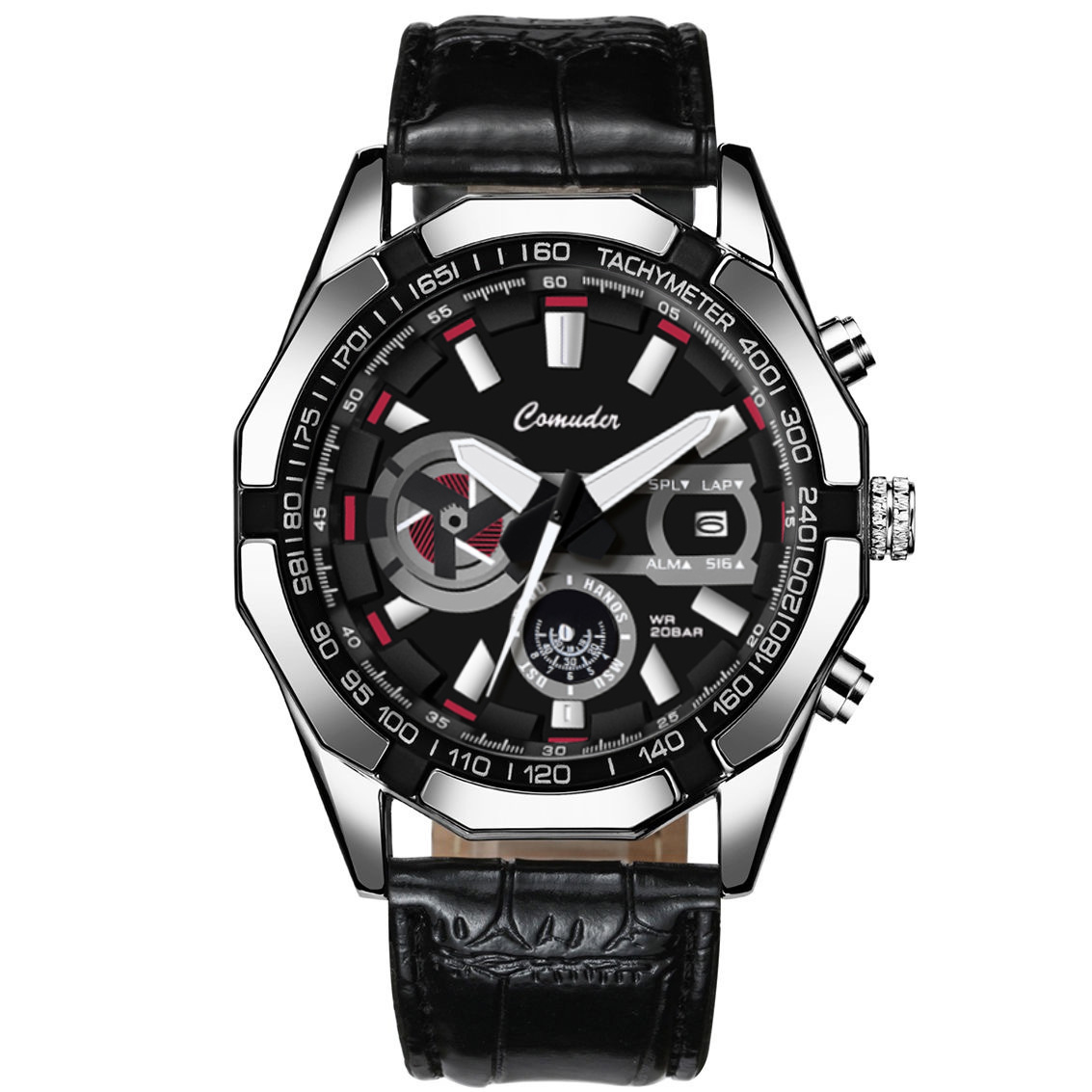Men's Quartz Watches 3 ATM Waterproof Luminous Date Stainless Steel Wristwatches