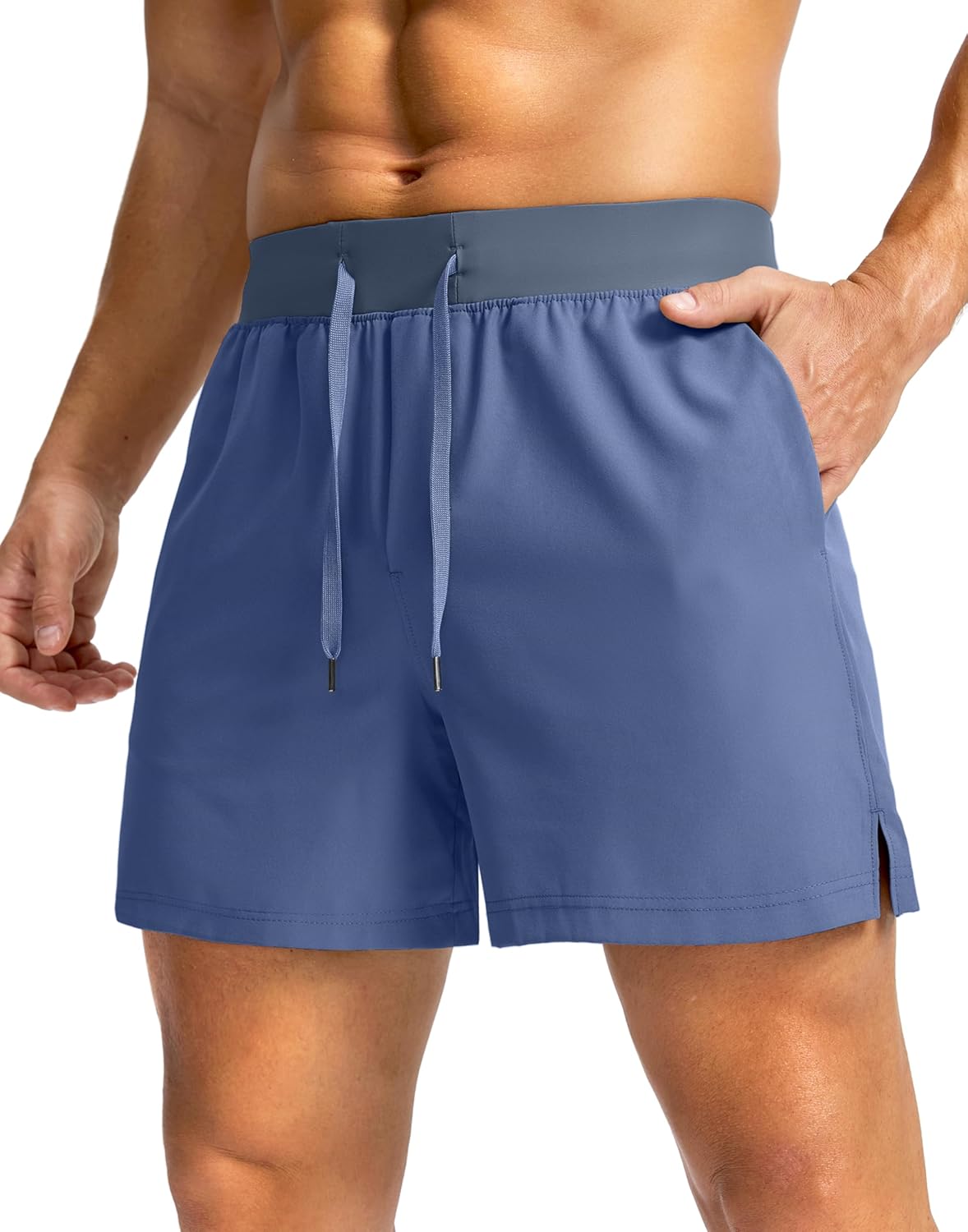 Men's Running Shorts with Zipper Pockets Quick Dry Workout Athletic Shorts - Picture 25 of 112