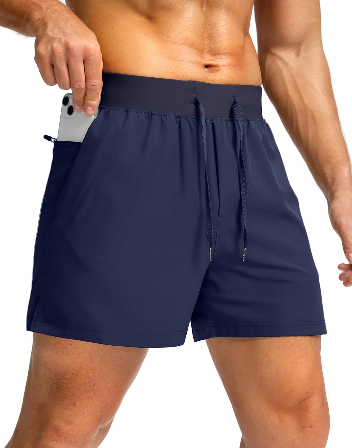 Men's Running Shorts with Zipper Pockets Quick Dry Workout Athletic Shorts - Picture 33 of 112