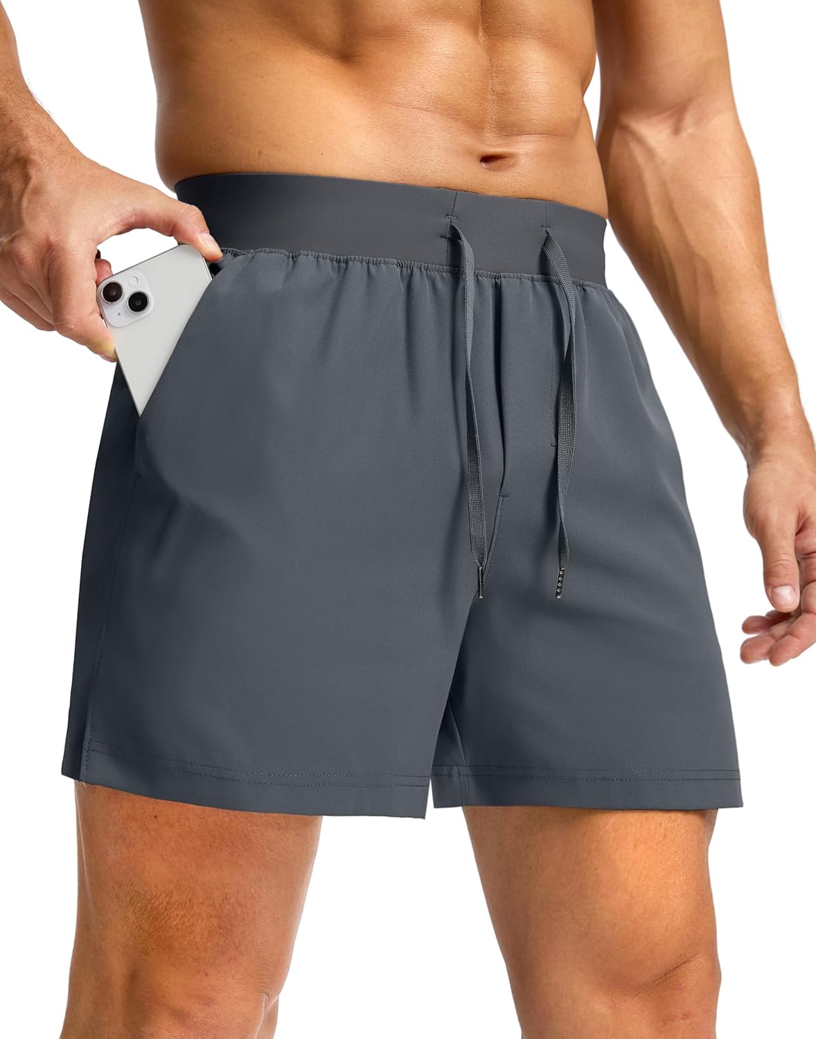 Men's Running Shorts with Zipper Pockets Quick Dry Workout Athletic Shorts - Picture 37 of 112