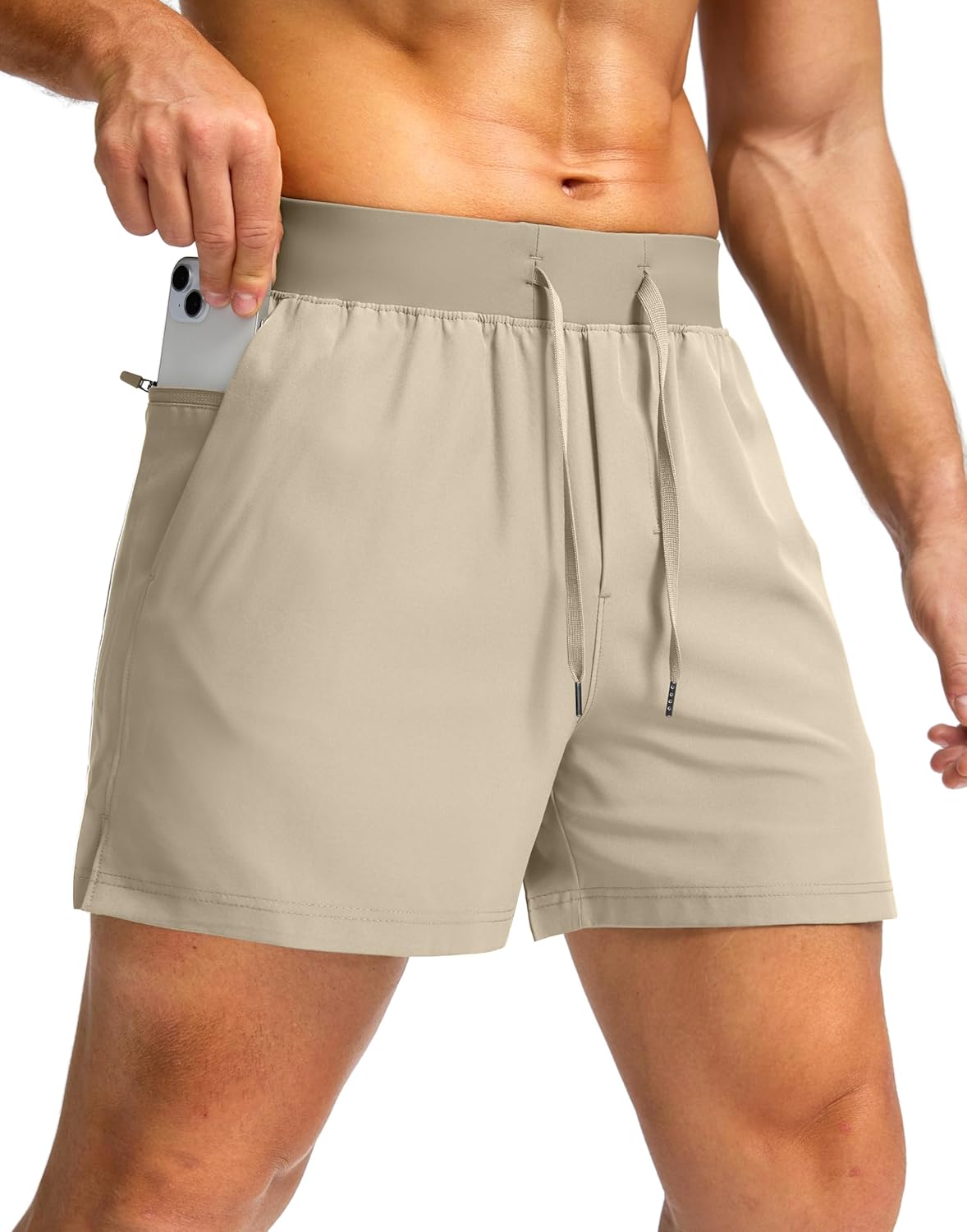Men's Running Shorts with Zipper Pockets Quick Dry Workout Athletic Shorts - Picture 41 of 112