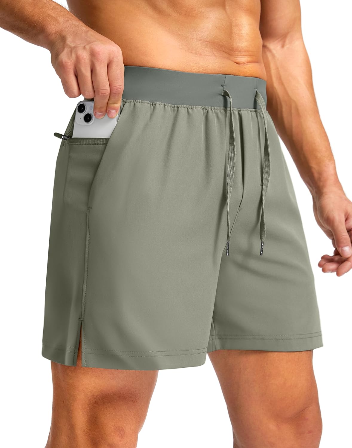 Men's Running Shorts with Zipper Pockets Quick Dry Workout Athletic Shorts - Picture 49 of 112
