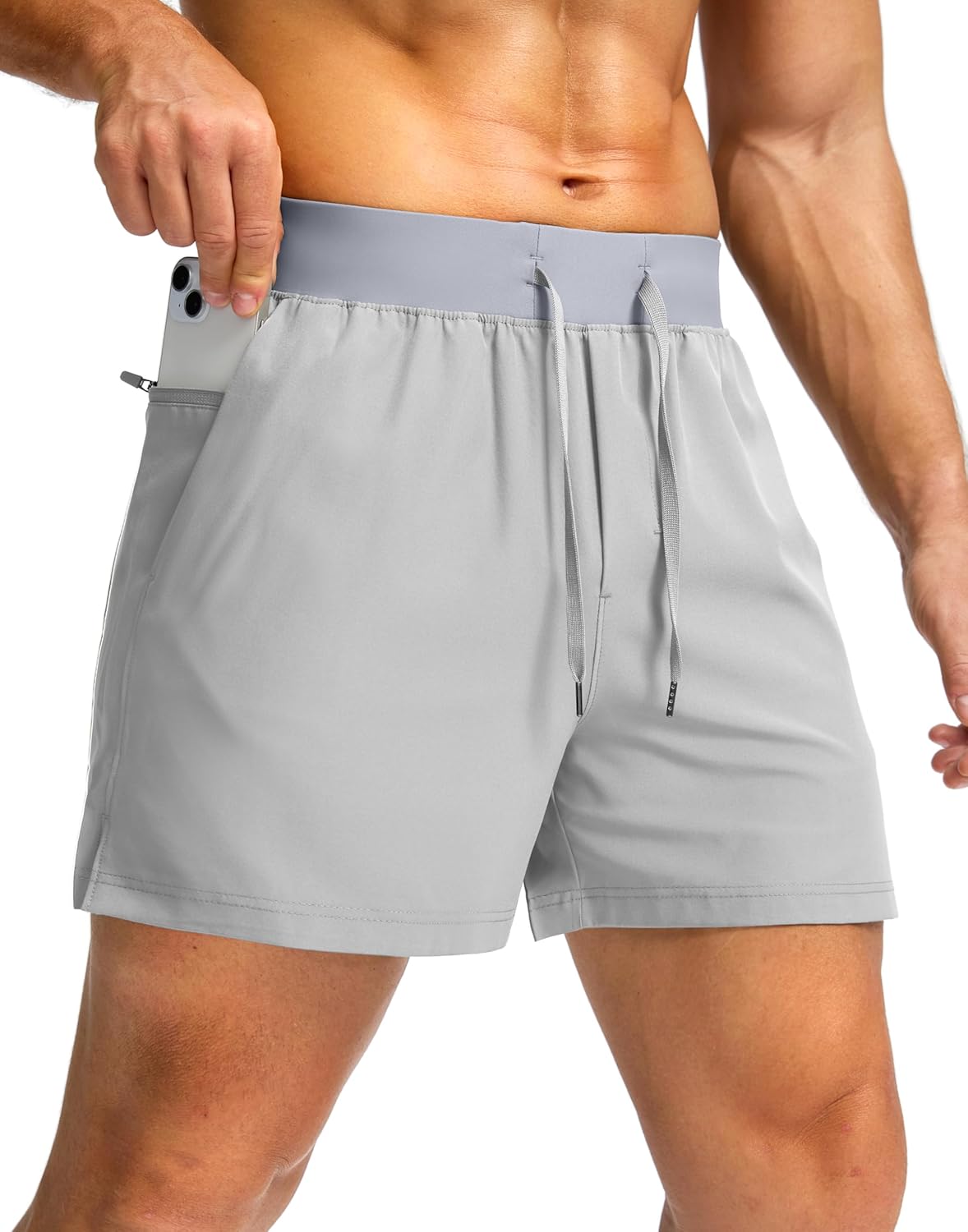 Men's Running Shorts with Zipper Pockets Quick Dry Workout Athletic Shorts - Picture 53 of 112