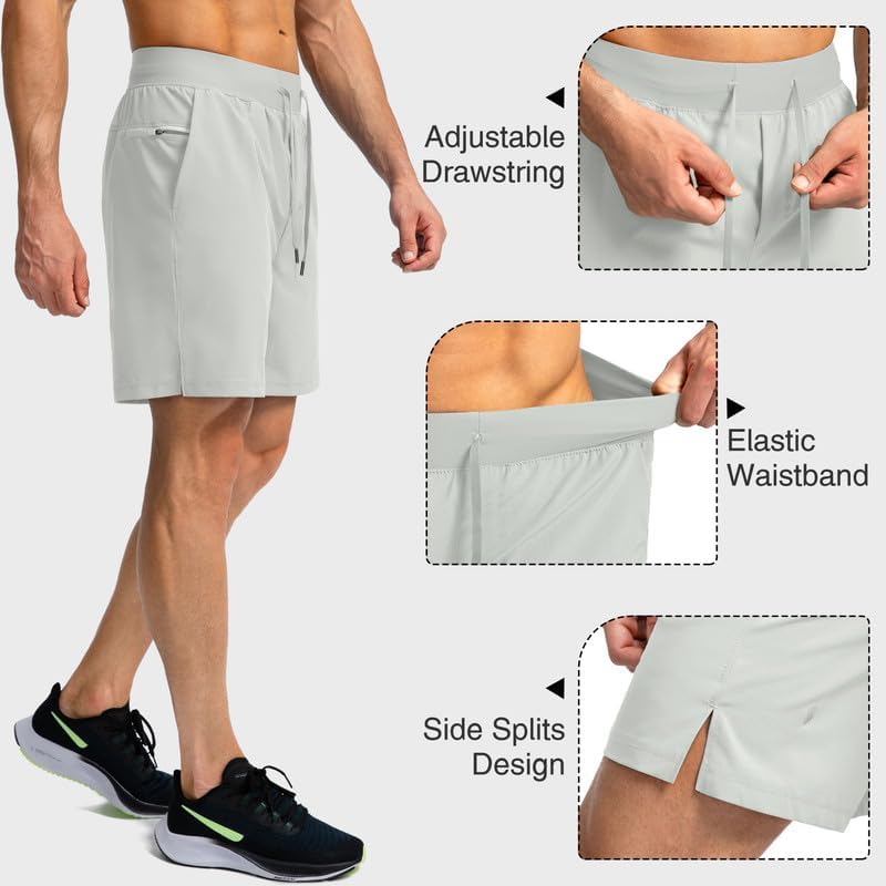 Men's Running Shorts with Zipper Pockets Quick Dry Workout Athletic Shorts - Picture 80 of 112