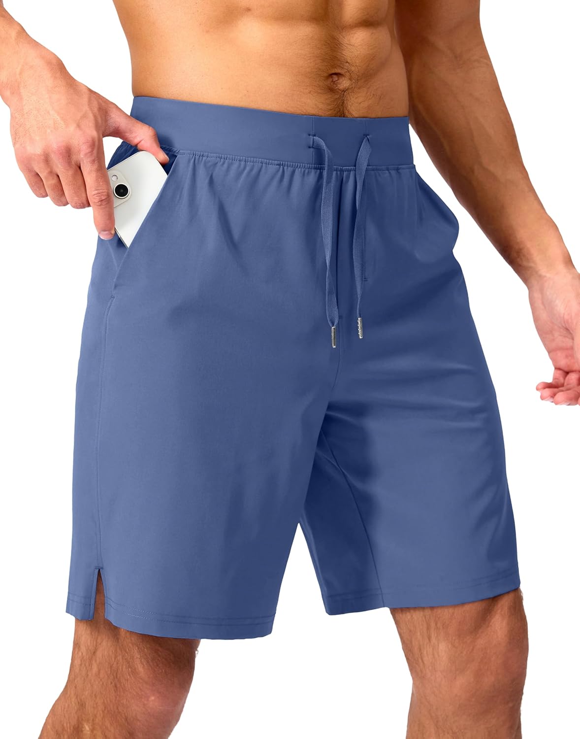Men's Running Shorts with Zipper Pockets Quick Dry Workout Athletic Shorts - Picture 93 of 112