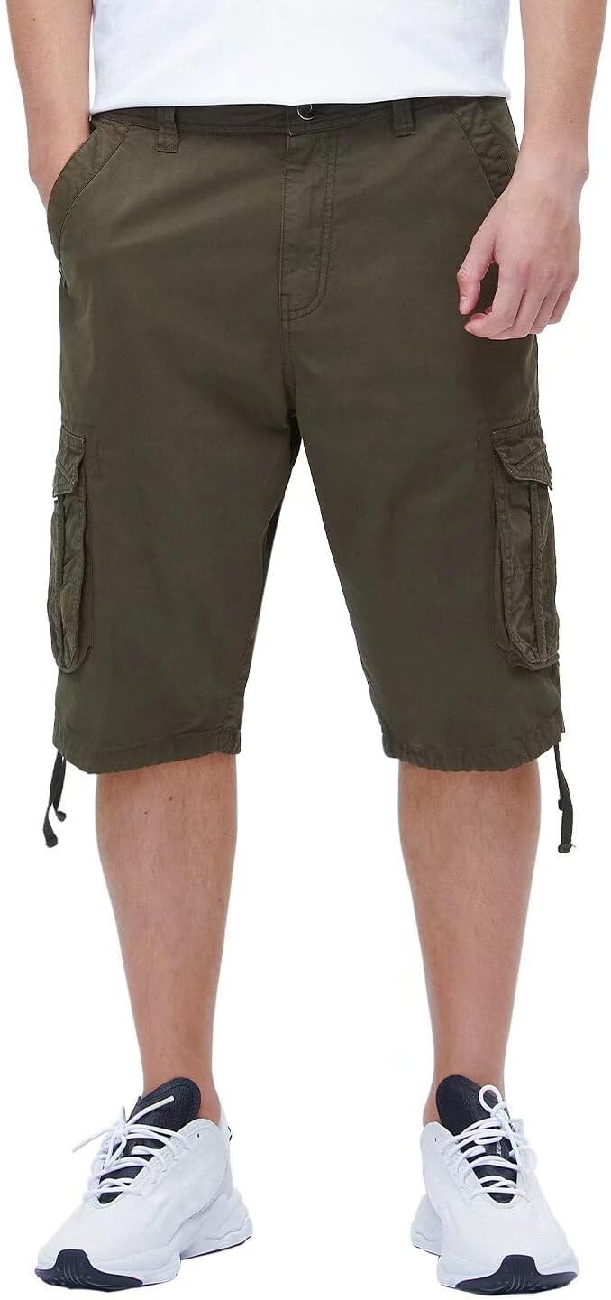Men's Long Cargo Shorts Casual Below Knee Capri Shorts Relaxed Fit with Pockets - Picture 26 of 150