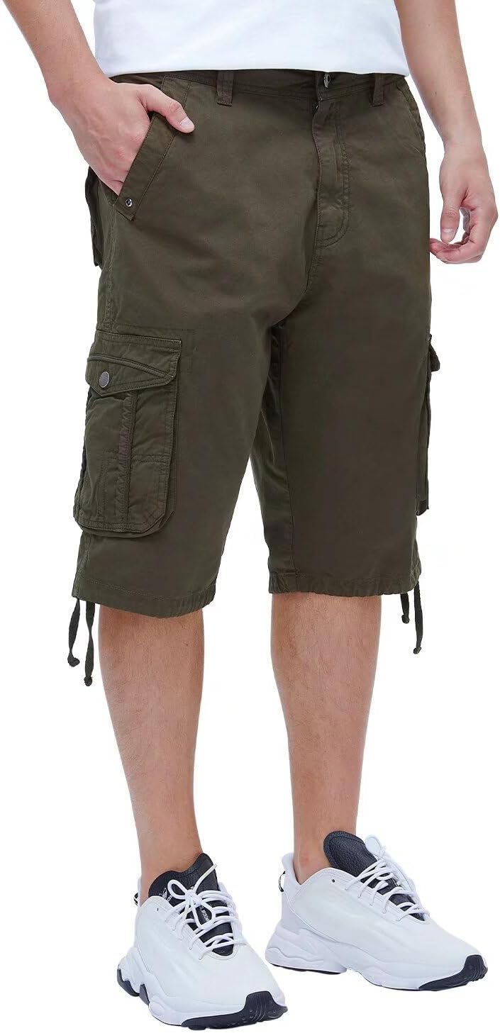 Men's Long Cargo Shorts Casual Below Knee Capri Shorts Relaxed Fit with Pockets - Picture 27 of 150