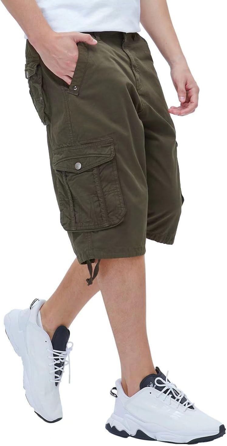 Men's Long Cargo Shorts Casual Below Knee Capri Shorts Relaxed Fit with Pockets - Picture 25 of 150