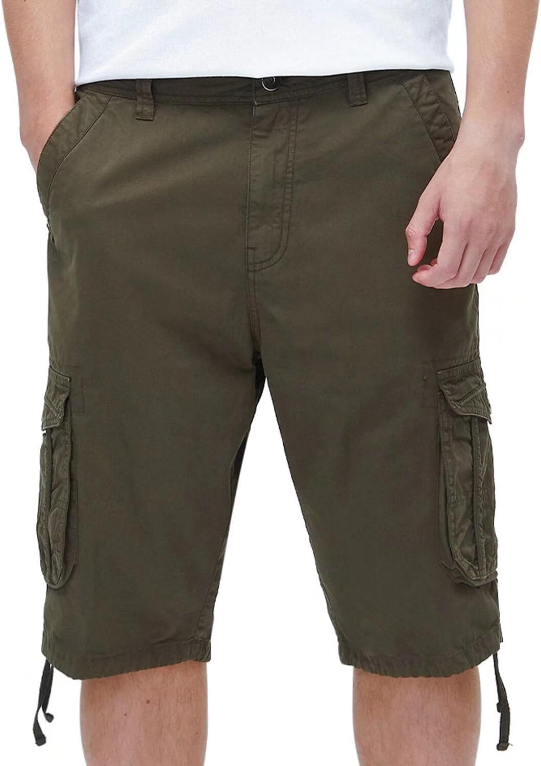 Men's Long Cargo Shorts Casual Below Knee Capri Shorts Relaxed Fit with Pockets - Picture 29 of 150