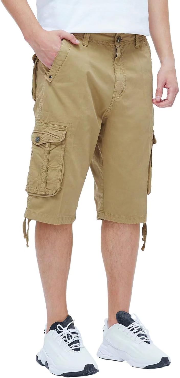 Men's Long Cargo Shorts Casual Below Knee Capri Shorts Relaxed Fit with Pockets - Picture 34 of 150